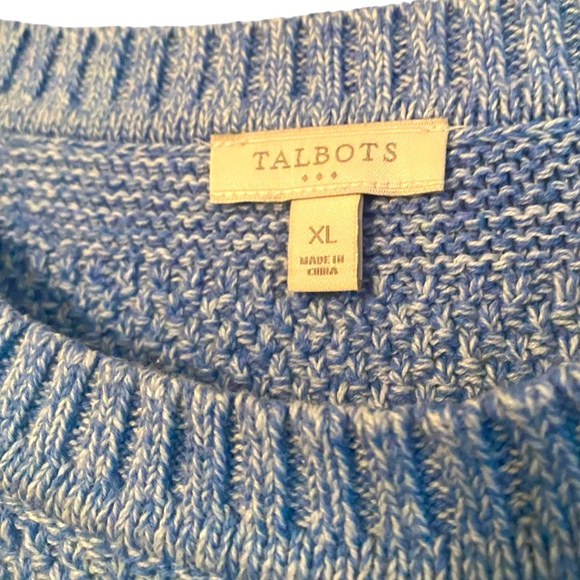 Talbots Cotton Sweater XL Light Blue Shaker Stitch Pullover - Picture 4 of 6